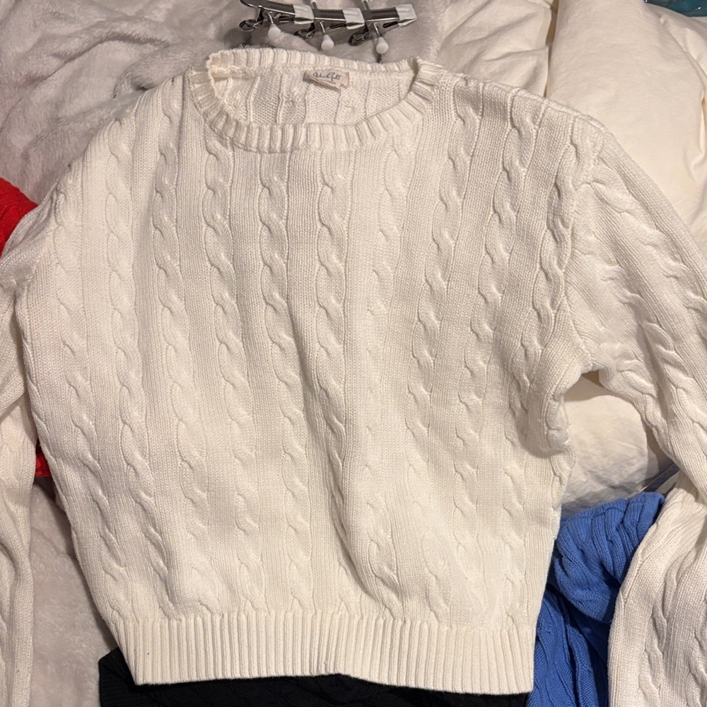 PacSun Classic White Cable Knit Sweater